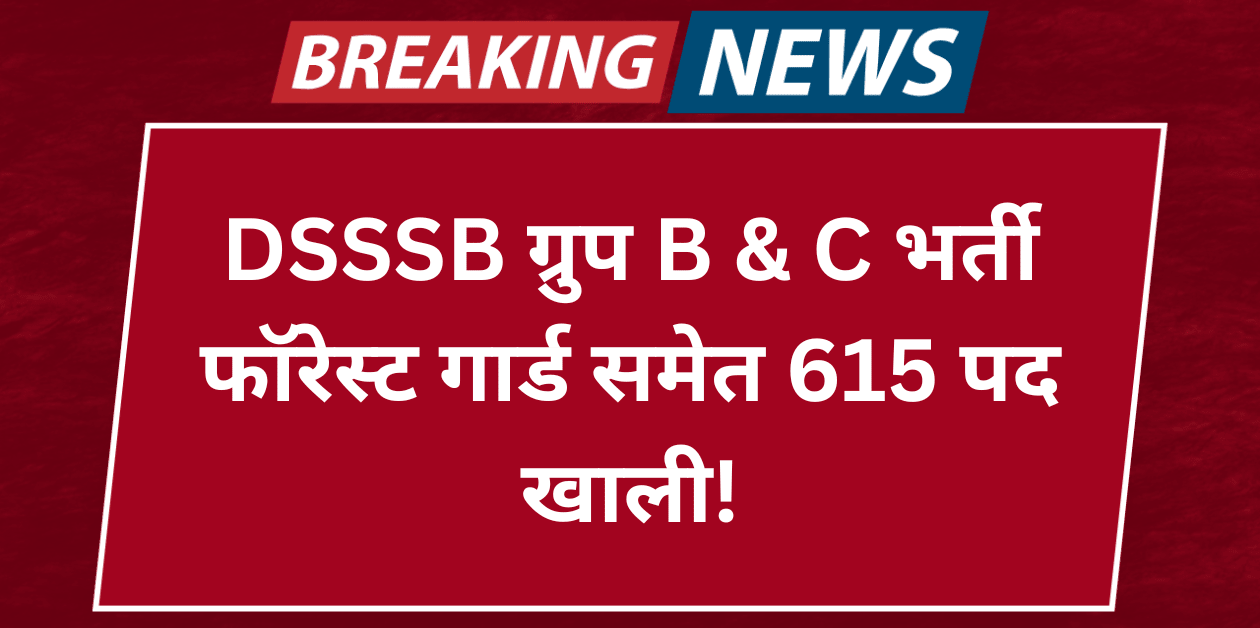 दिल्ली DSSSB Recruitment 2025 ग्रुप B और C पदों पर 615 वैकेंसी